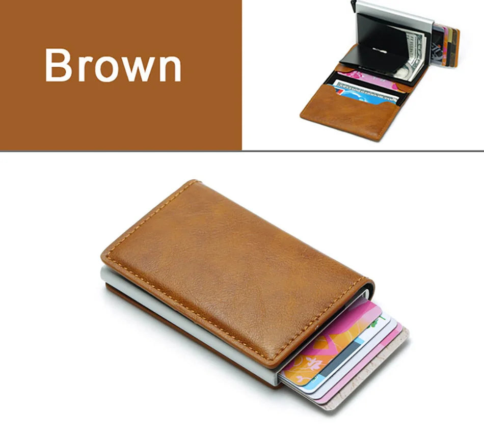 Credit Card Holder Men Wallet RFID Blocking Protected Aluminium Box PU leather Wallets with Money Clip Designer pasjeshouder