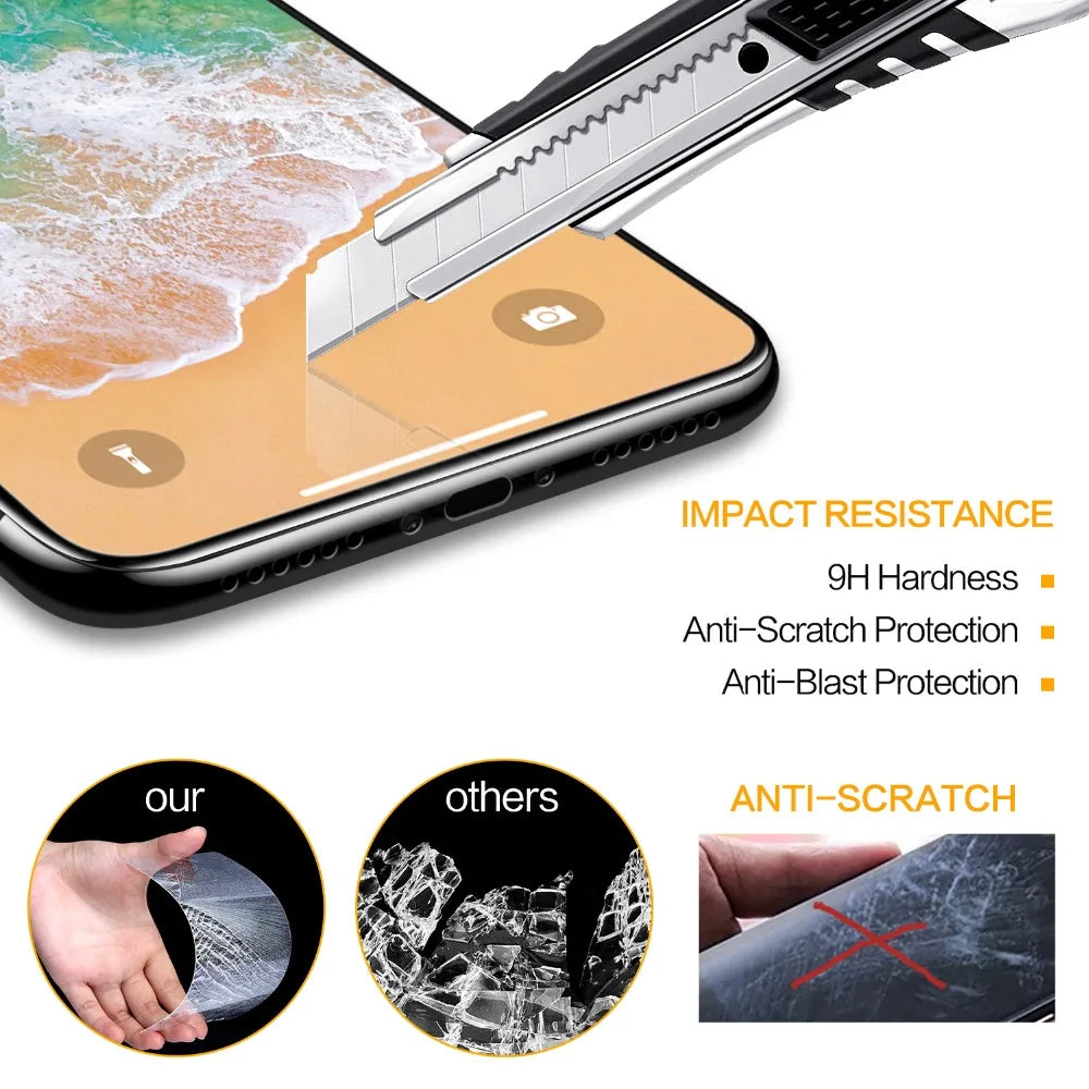 Screen Protector For iPhone 11 13 Pro Max 9H Tempered Glass Film for 12/12 mini/12 Pro Max XR Xs Max Clear Full Cover