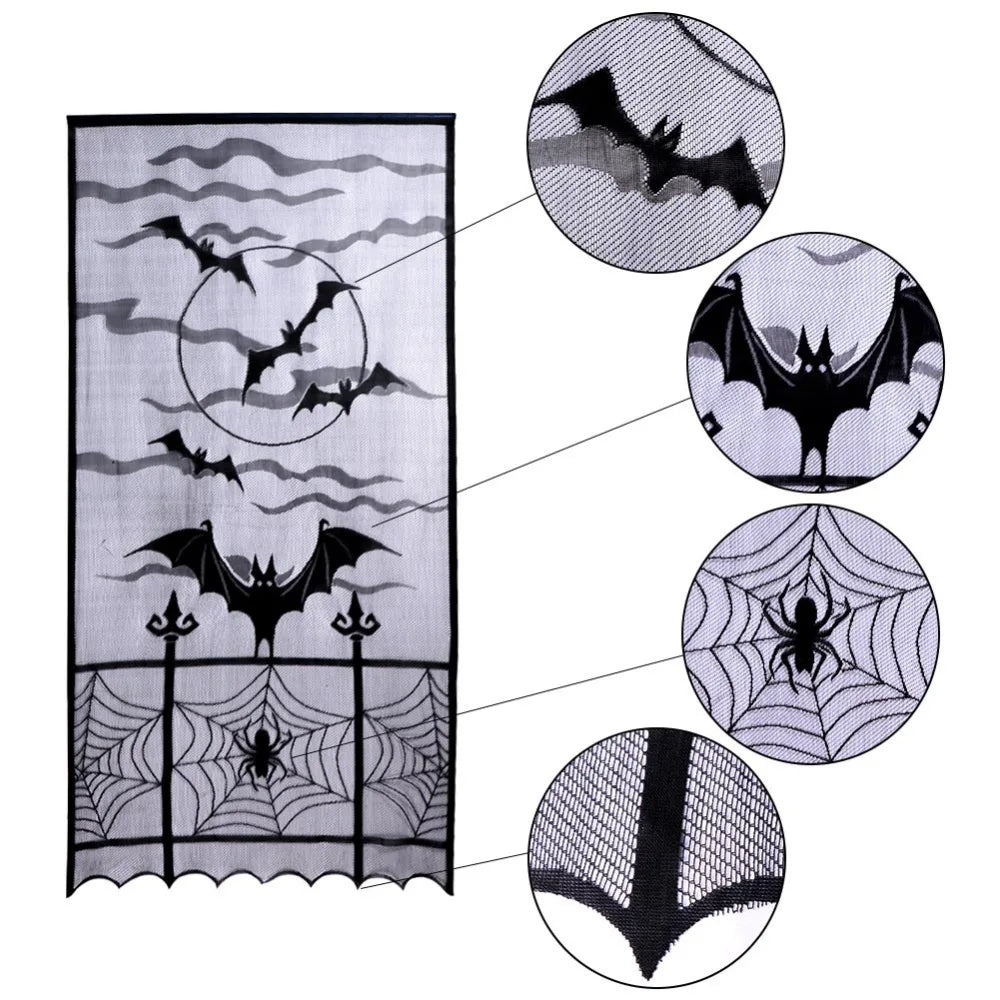 Ourwarm Halloween Party Black Lace Spiderweb Fireplace Mantle Scarf Table Cloth Horror Props Halloween Party Favor Decoration