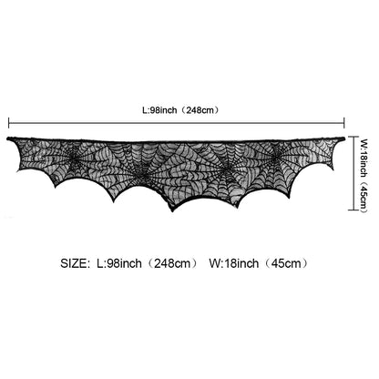 Ourwarm Halloween Party Black Lace Spiderweb Fireplace Mantle Scarf Table Cloth Horror Props Halloween Party Favor Decoration