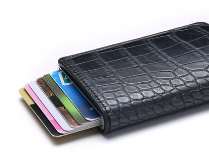 Credit Card Holder Men Woman Smart Wallet RFID Cardholder Carbon Fiber Leather Wallet Money Clip Purse Card Case