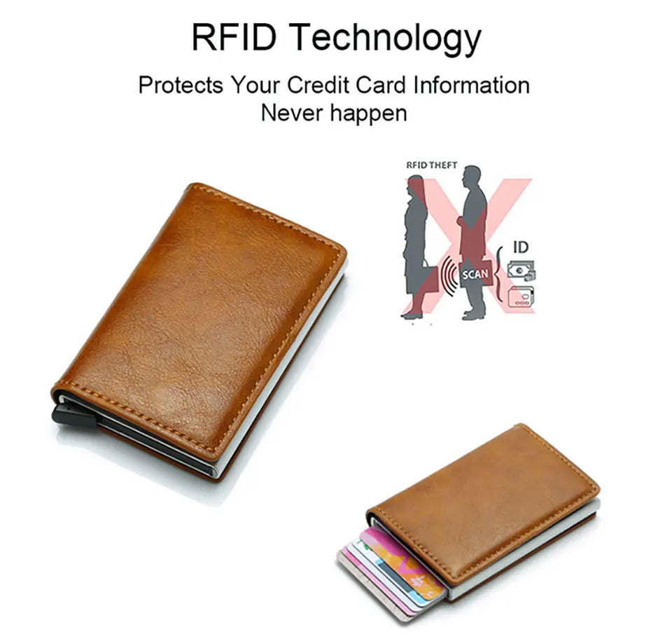 Credit Card Holder Men Wallet RFID Blocking Protected Aluminium Box PU leather Wallets with Money Clip Designer pasjeshouder