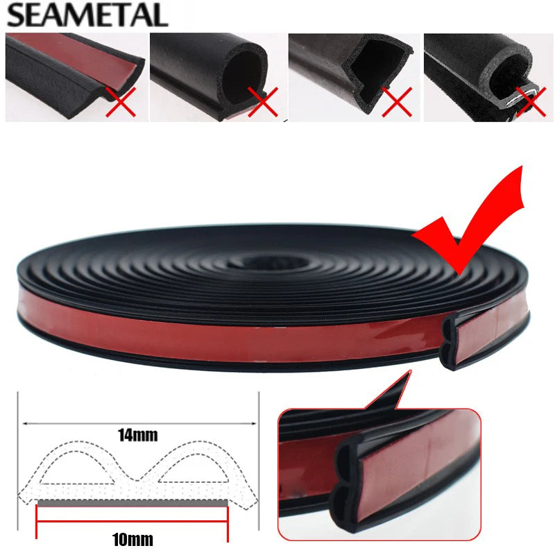 Car Door Seal Strips Sticker Weatherstrip Rubber B Shape Door Seals Sound Insulation Auto Door Sealant Automobiles Accessories