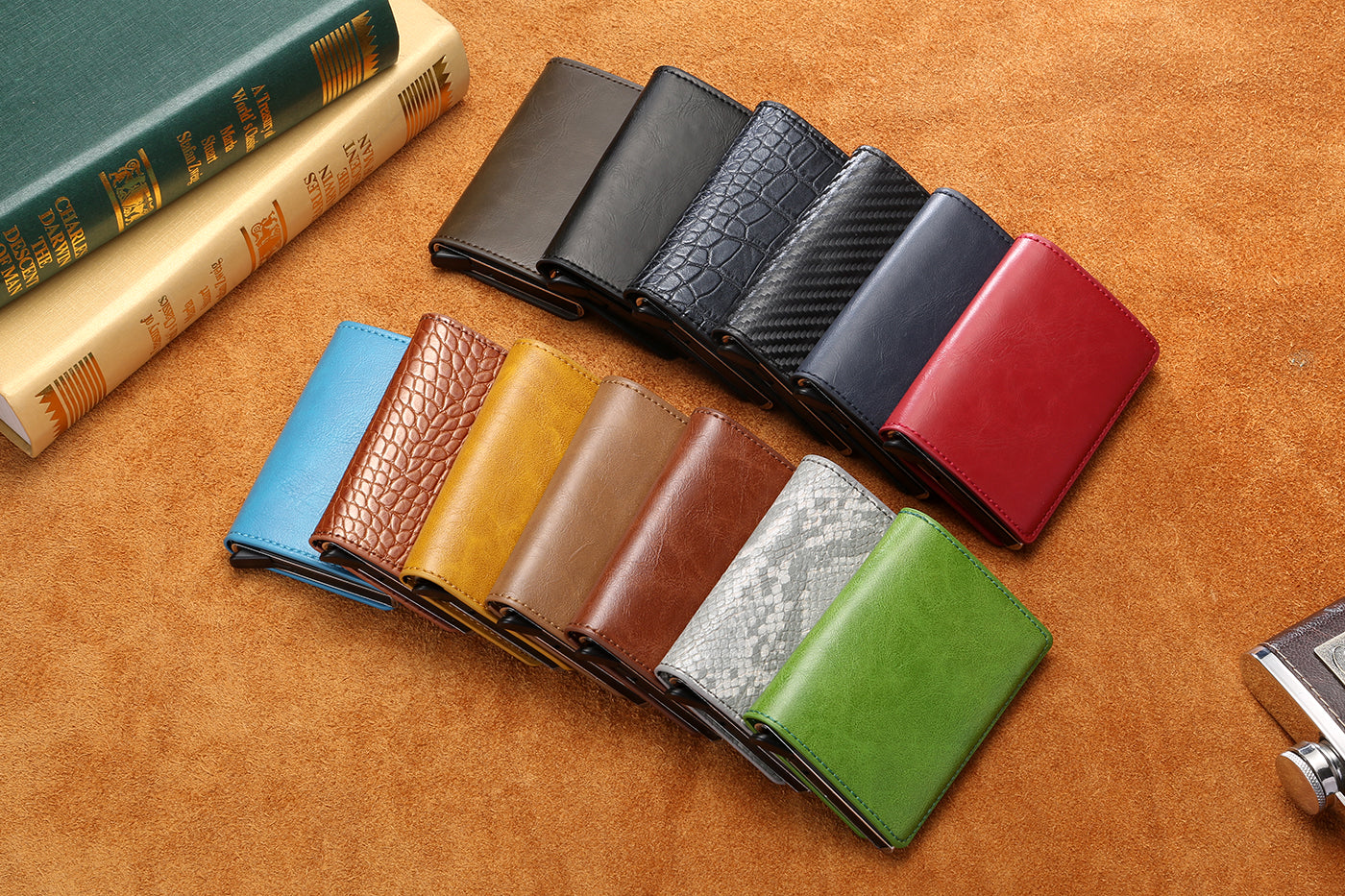 Credit Card Holder Men Woman Smart Wallet RFID Cardholder Carbon Fiber Leather Wallet Money Clip Purse Card Case