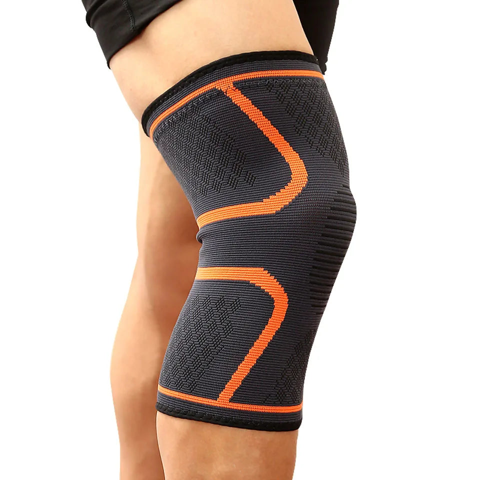 1PCS Fitness Running Cycling Knee Support Braces Elastic Nylon Sport Compression Knee Pad Sleeve for Basketball Volleyball Orange