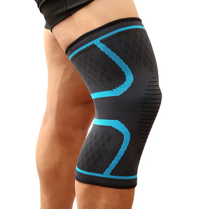 1PCS Fitness Running Cycling Knee Support Braces Elastic Nylon Sport Compression Knee Pad Sleeve for Basketball Volleyball Blue