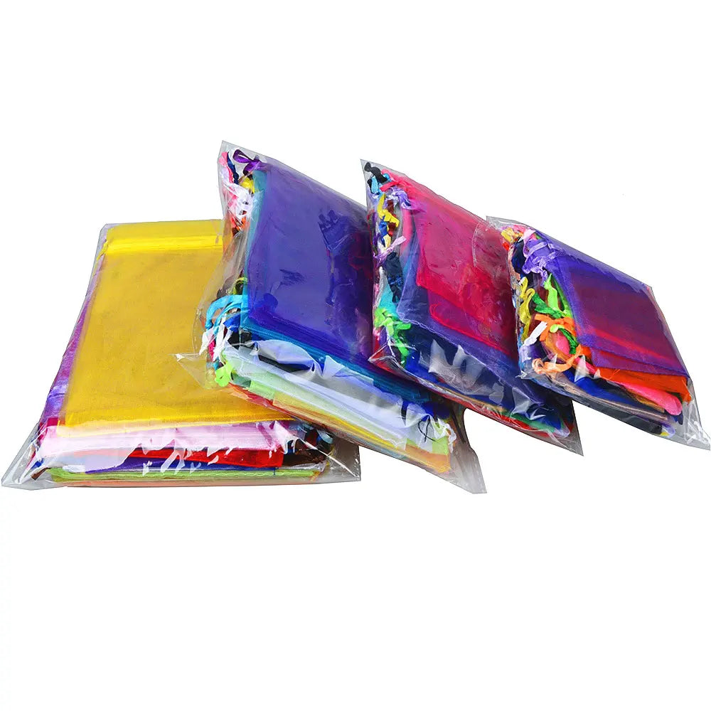 100pcs 24 Colors Jewelry Packaging Bag 5*7 7*9 9*12 10*15cm Organza Bags Gift Storage Wedding Drawstring Pouches Wholesales