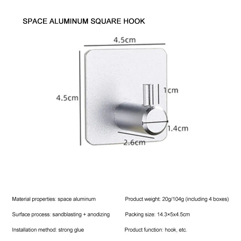 Adhesive Stainless Steel Hooks Door Wall Clothes Towel Hook Metal Bathroom Bracket Kitchen Bedroom Hanger Accessories Wall decor Type 1