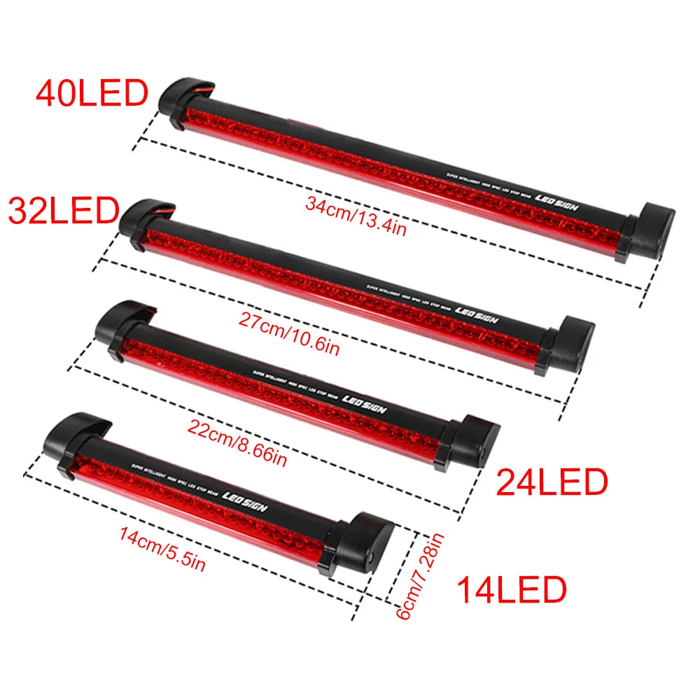 DSYCAR 12V Red Car LED Third Brake Lights Bar Rear Parking Signal Lamp Truck High Mount Stop Warning Light Universal