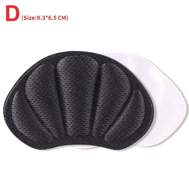 2pcs Insoles Patch Heel Pads for Sport Shoes Adjustable Size Antiwear Feet Pad Cushion Insert Insole Heel Protector Back Sticker D (Black)