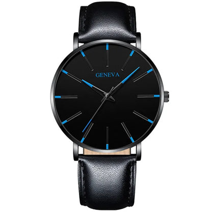 2023 Minimalist Men&#39;s Fashion Ultra Thin Watches Simple Men Business Stainless Steel Mesh Belt Quartz Watch relogio masculino Leather Black Blue