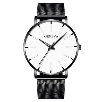 2023 Minimalist Men&#39;s Fashion Ultra Thin Watches Simple Men Business Stainless Steel Mesh Belt Quartz Watch relogio masculino Mesh Black White