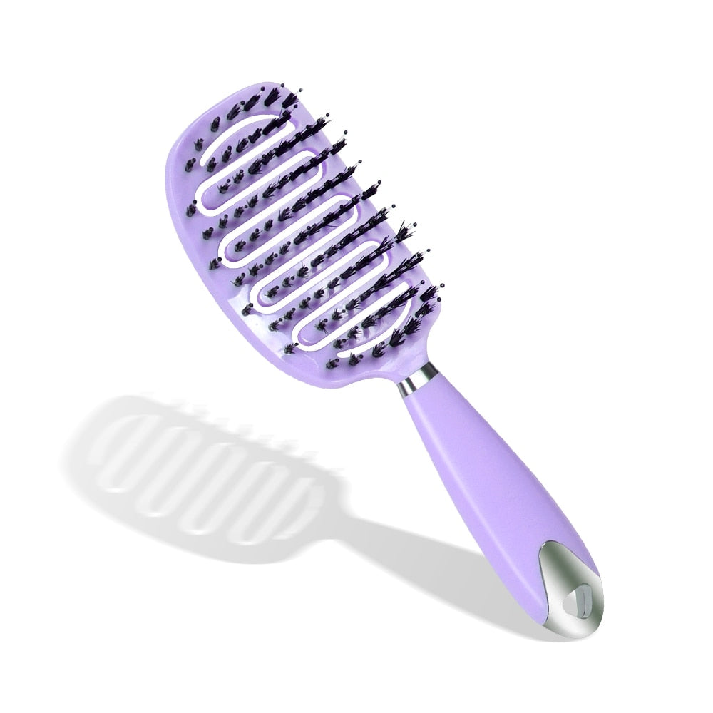 Hair Scalp Massage Comb Hair Brush Women Wet Dry Curly Ultra Detangler Hairbrush Bristle Nylon Salon Hair Styling Tools Dropship Purple B