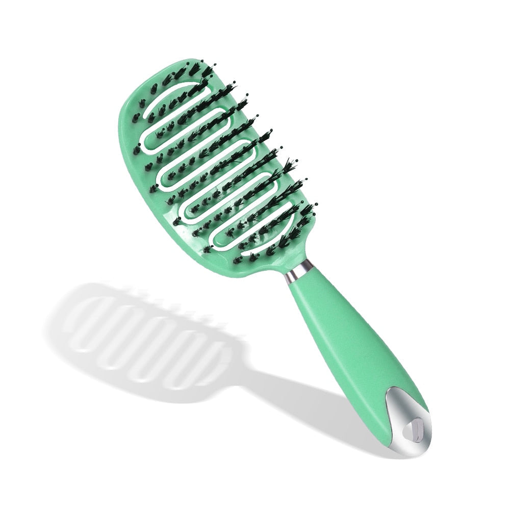 Hair Scalp Massage Comb Hair Brush Women Wet Dry Curly Ultra Detangler Hairbrush Bristle Nylon Salon Hair Styling Tools Dropship Green B
