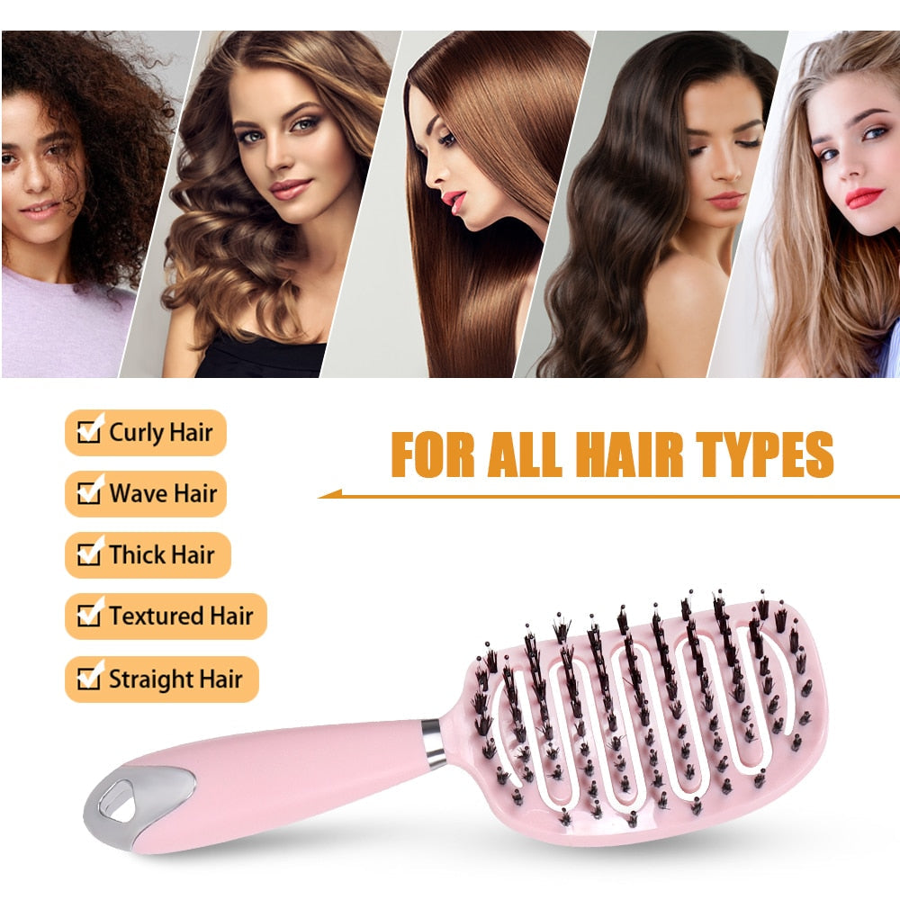 Hair Scalp Massage Comb Hair Brush Women Wet Dry Curly Ultra Detangler Hairbrush Bristle Nylon Salon Hair Styling Tools Dropship