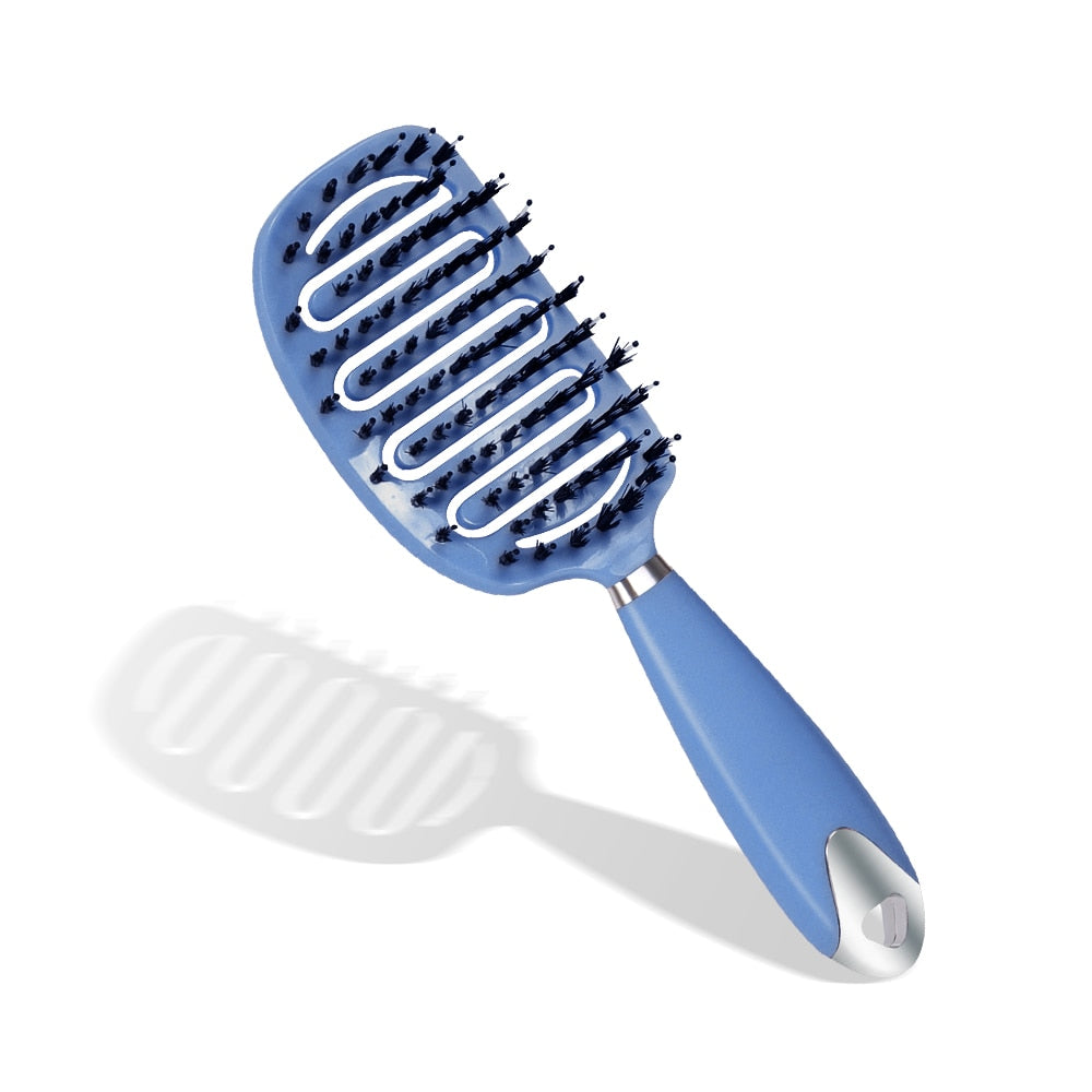 Hair Scalp Massage Comb Hair Brush Women Wet Dry Curly Ultra Detangler Hairbrush Bristle Nylon Salon Hair Styling Tools Dropship Blue B