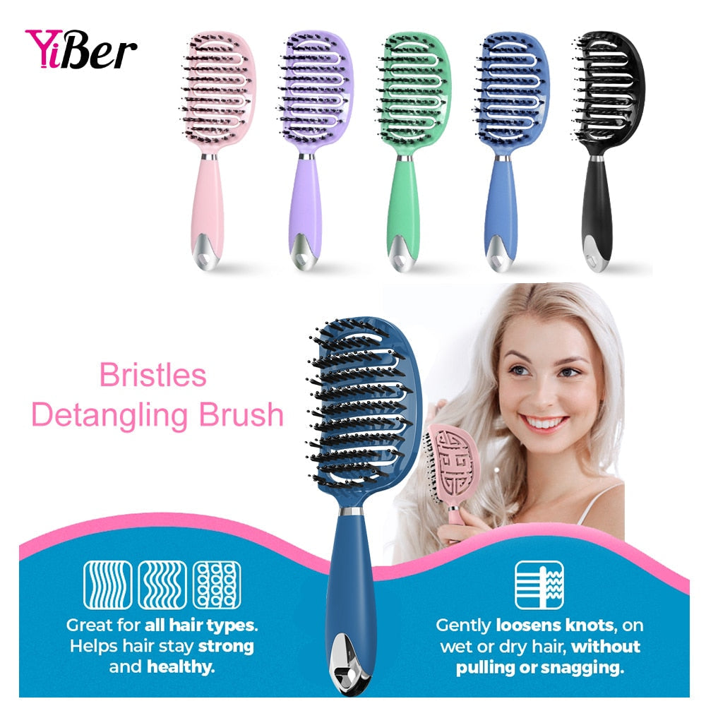 Hair Scalp Massage Comb Hair Brush Women Wet Dry Curly Ultra Detangler Hairbrush Bristle Nylon Salon Hair Styling Tools Dropship