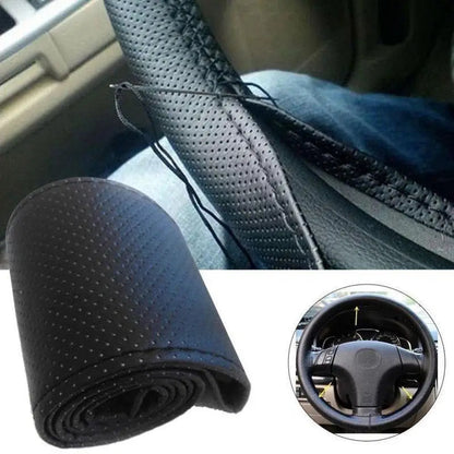 Hand Sewing Steering Wheel Cover Microfiber Leather Sweat-absorbent Breathable Car Steering Wheel Cover