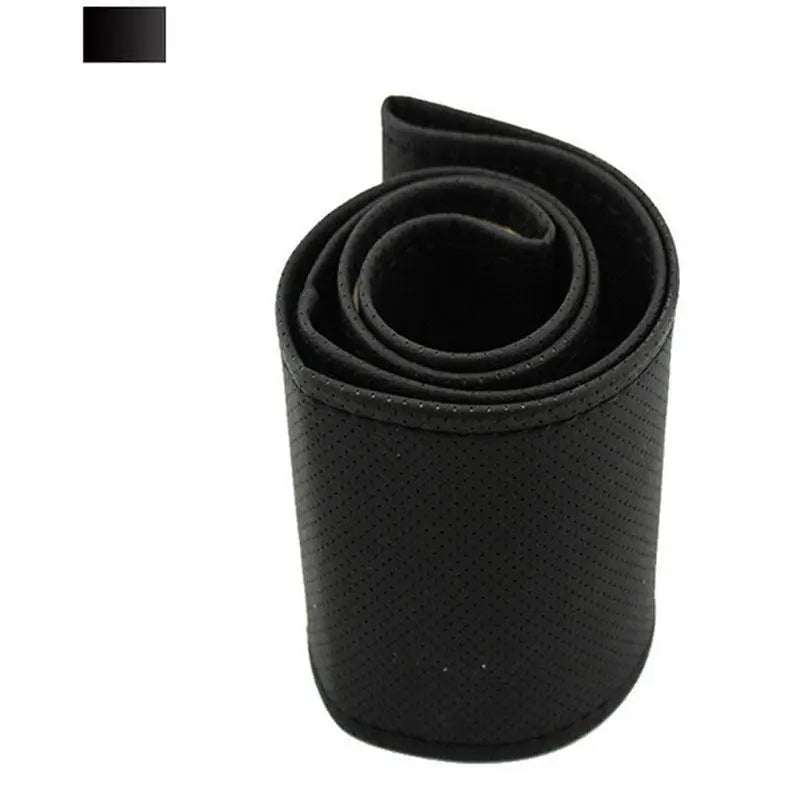 Hand Sewing Steering Wheel Cover Microfiber Leather Sweat-absorbent Breathable Car Steering Wheel Cover black 40cm