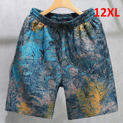 Hawaiian Beach Shorts Men Hip Hop Streetwear Tie-dye Short Plus Size 10XL 12XL Summer Shorts Male