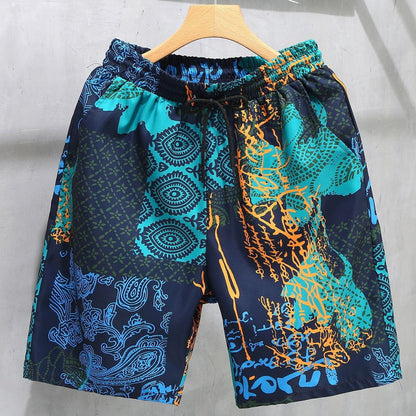 Hawaiian Beach Shorts Men Hip Hop Streetwear Tie-dye Short Plus Size 10XL 12XL Summer Shorts Male color 1