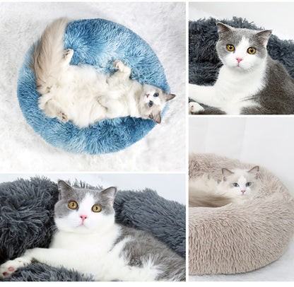 Very Soft Plush Dog Bed Cat House Donut Basket Fluffy Cushion Big Pet Pillow Mat Kennel Lounger Large Medium Small For Dogs Bed