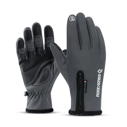 Outdoor Winter Gloves Waterproof Moto Thermal Fleece Lined Resistant Touch Screen Non-slip Motorbike Riding Dark gray