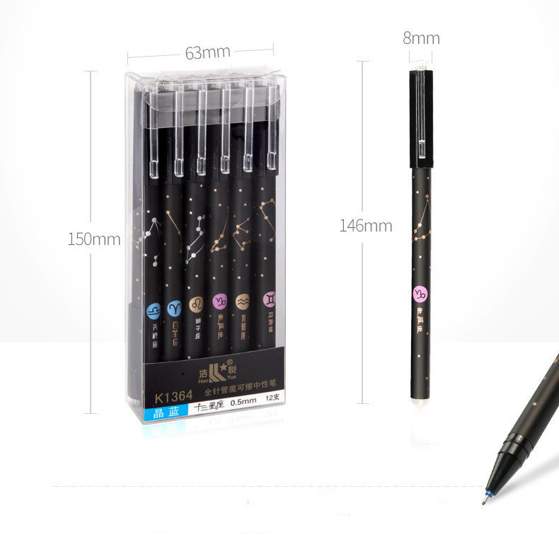 3Pcs/Set Constellation Erasable Gel Pens for School Office Writing Tools Kawaii Neutral Pen Stationery Gift 0.5mm Black Blue Ink