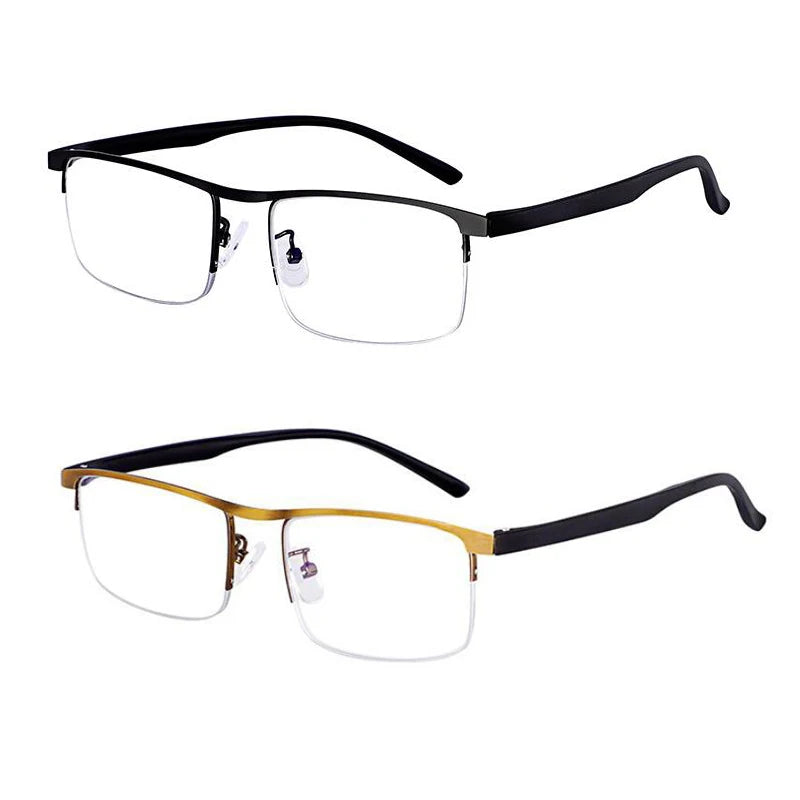 Intelligent Multifocal progressive reading glasses for men women near and dual-use Anti-Blue Light automatic adjustment Eyewear 2pc Black Gold