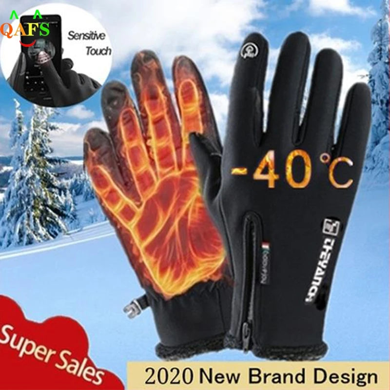 Outdoor Winter Gloves Waterproof Moto Thermal Fleece Lined Resistant Touch Screen Non-slip Motorbike Riding