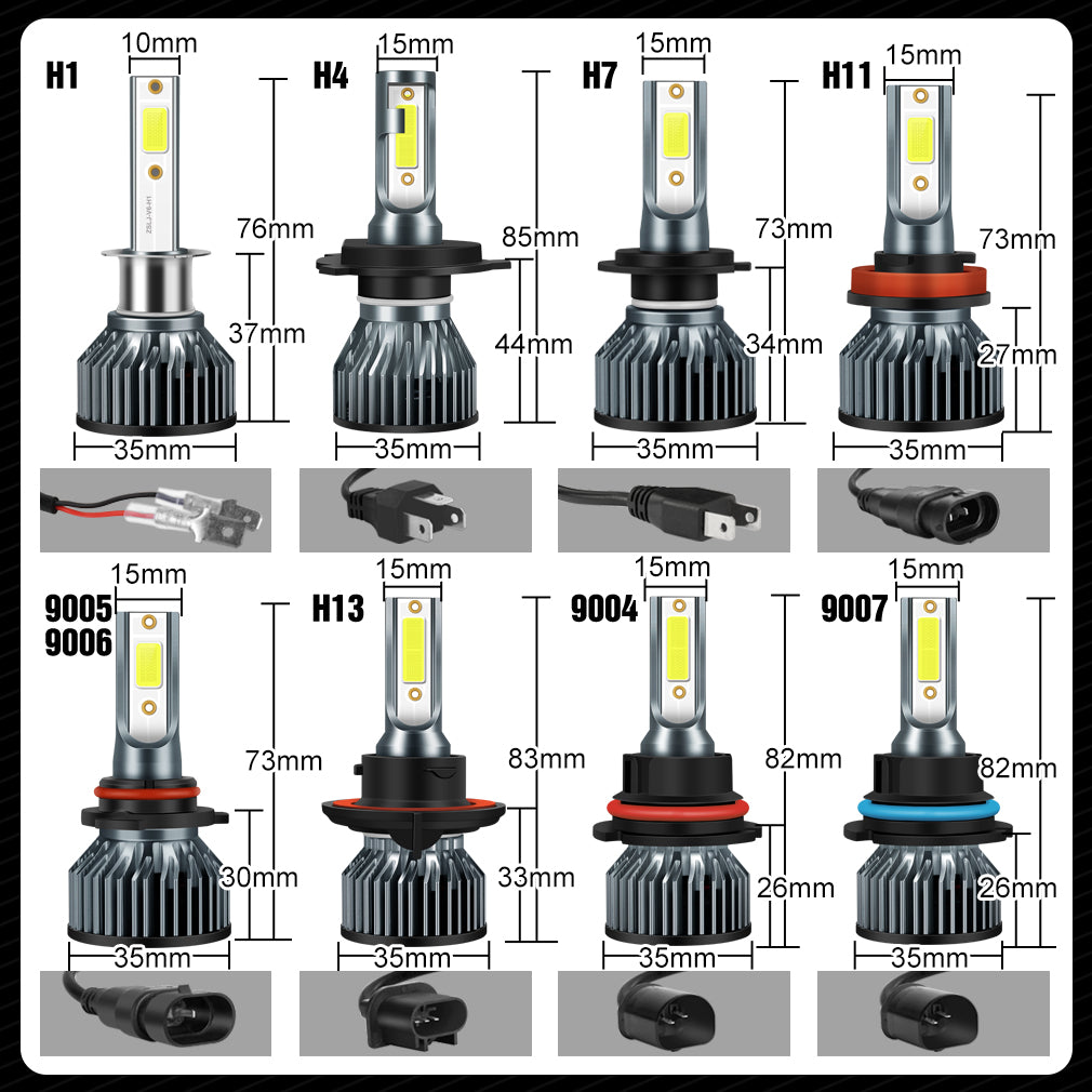 Mini Car Headlight H1 H4 H7 LED Bulb H8 H11 9005 HB3 9006 HB4 9004 HB1 9007 HB5 H13 Led Lights 15000LM Turbo lampada 12V