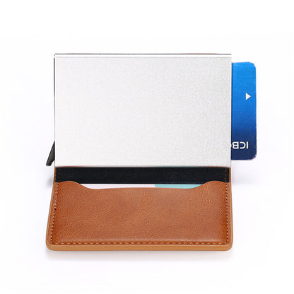 Credit Card Holder Men Woman Smart Wallet RFID Cardholder Carbon Fiber Leather Wallet Money Clip Purse Card Case