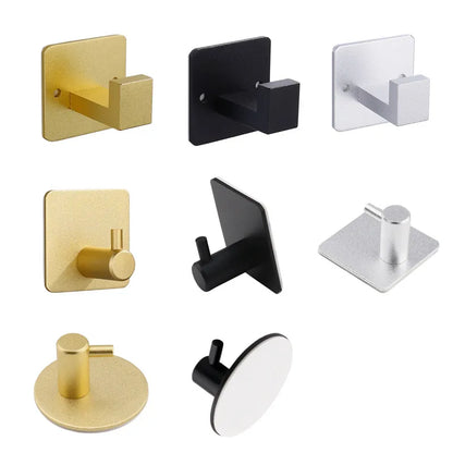 Adhesive Stainless Steel Hooks Door Wall Clothes Towel Hook Metal Bathroom Bracket Kitchen Bedroom Hanger Accessories Wall decor