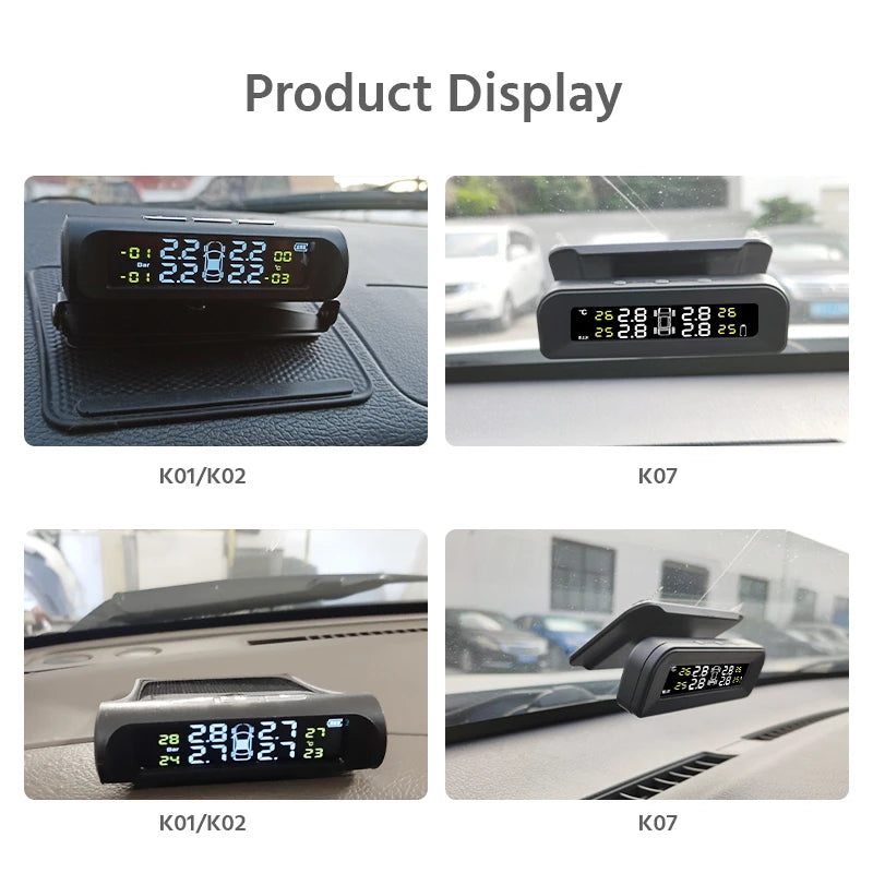 Solar Power TPMS Car Tire Pressure Alarm Monitor System Auto Security Alarm Systems Tyre Pressure Temperature Warning