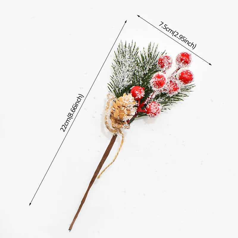 2PCS Christmas Berry Artificial Pine Cone Christmas Garland Decoration Fake Flower Pine Tree Branch DIY Home Party Wedding Decor