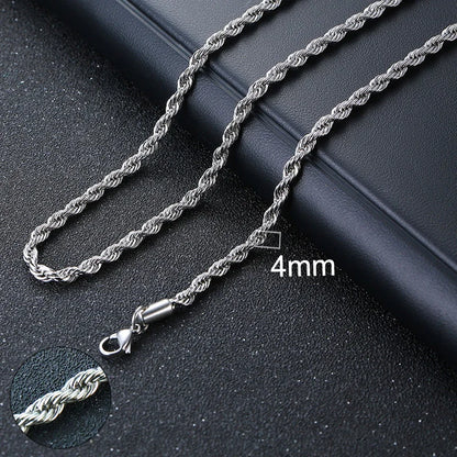 Vnox Cuban Chain Necklace for Men Women, Basic Punk Stainless Steel Curb Link Chain Chokers,Vintage Gold Tone Solid Metal Collar 4mm Silver Rope