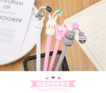 Novelty Rabbit Cat Hamster Pig Animal Gel Pen 0.5mm Ink Cute Kawaii Cartoon Pens for Writing Exam Signing School Supplies Gift