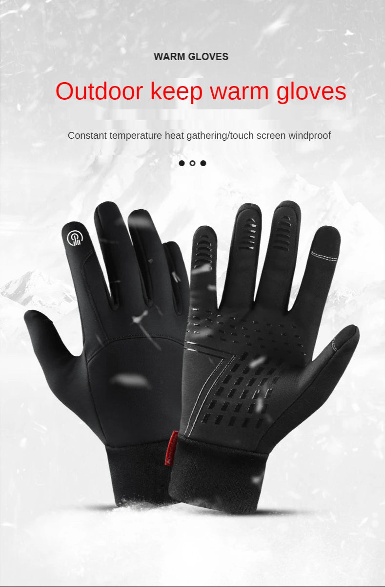 Winter Men Women Gloves Touch Cold Waterproof Motorcycle Cycle Gloves Male Outdoor Sports Warm Thermal Fleece Running Ski Gloves