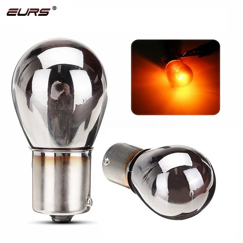 1pcs PY21W S25 BAU15S LED P21W BA15S 1156 LED Silver / Chrome Amber Glass 12V 21W Car Tail Lamp Stop lamp turn signal light