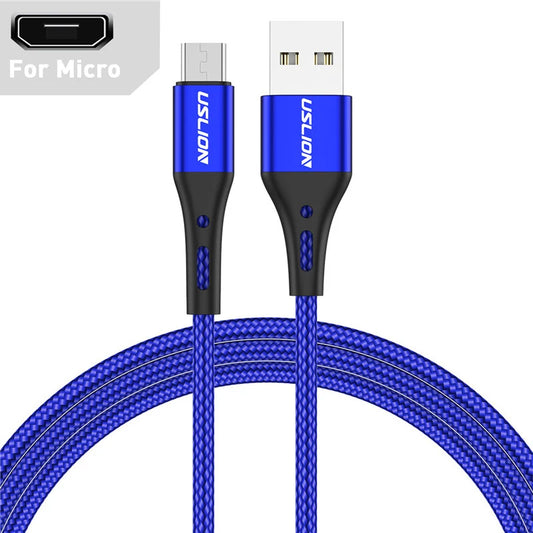 3A USB Type C Cable Wire For Samsung S10 S20 Xiaomi mi 11 Mobile Phone Fast Charging USB C Cable Type-C Charger Micro USB Cables Blue For Micro