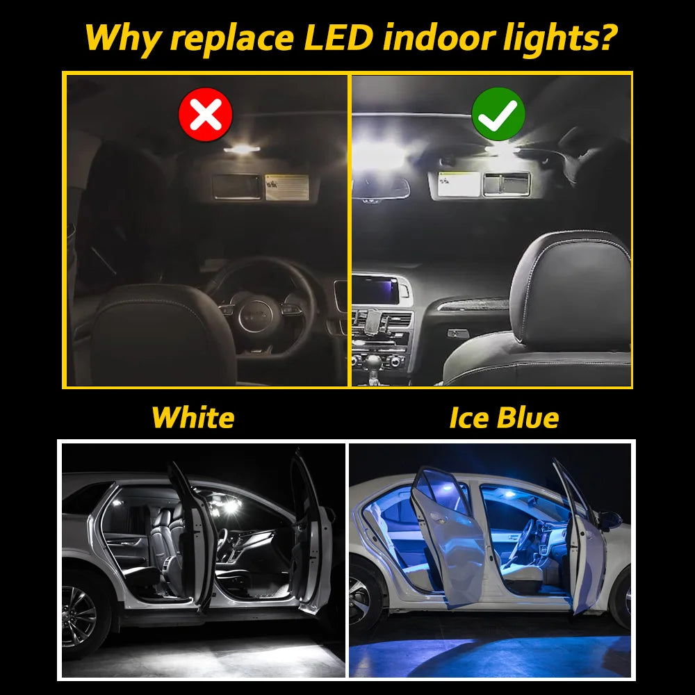 MDNG 10Pcs LED Interior Light Kit For 2006 2007 2008 2009 2010 2011 2012 Toyota RAV4 Canbus Car Bulb Dome Map Reading No Error