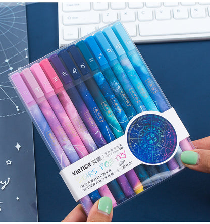 12Pcs/Set Starry Sky Constellation Series Gel Pen Kawaii Nature Pen Creative Gift Stationery School Office Supplies Wholesale