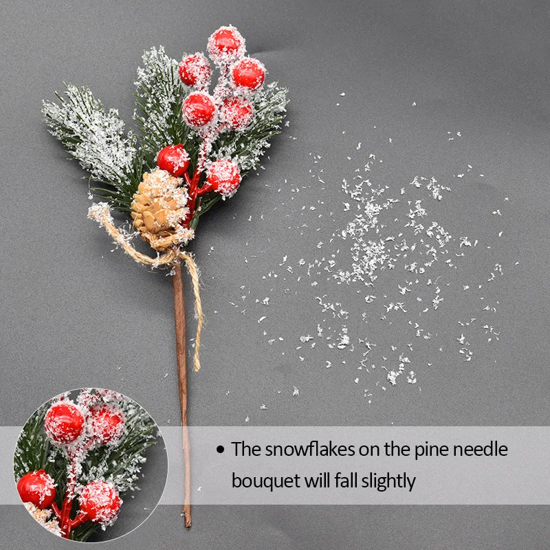 2PCS Christmas Berry Artificial Pine Cone Christmas Garland Decoration Fake Flower Pine Tree Branch DIY Home Party Wedding Decor