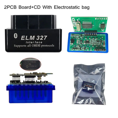 Newest ELM327 V1.5 PIC18F25K80 ELM327 OBD2 Scanner ELM 327 Bluetooth-compatible Android/PC ELM 327 OBD2 Adapter ELM327 V1.5 2PCB Black CHINA