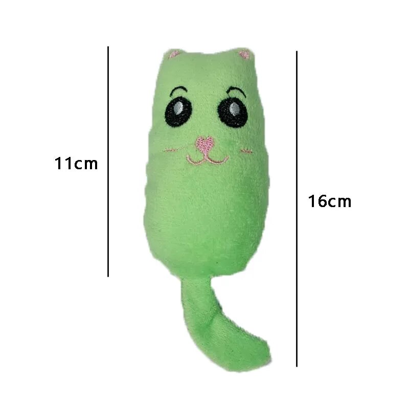 Teeth Grinding Catnip Toys Interactive Plush Cat Toy Pet Kitten Chewing Claws Thumb Bite Cat mint For Cats Funny Little Pillow green
