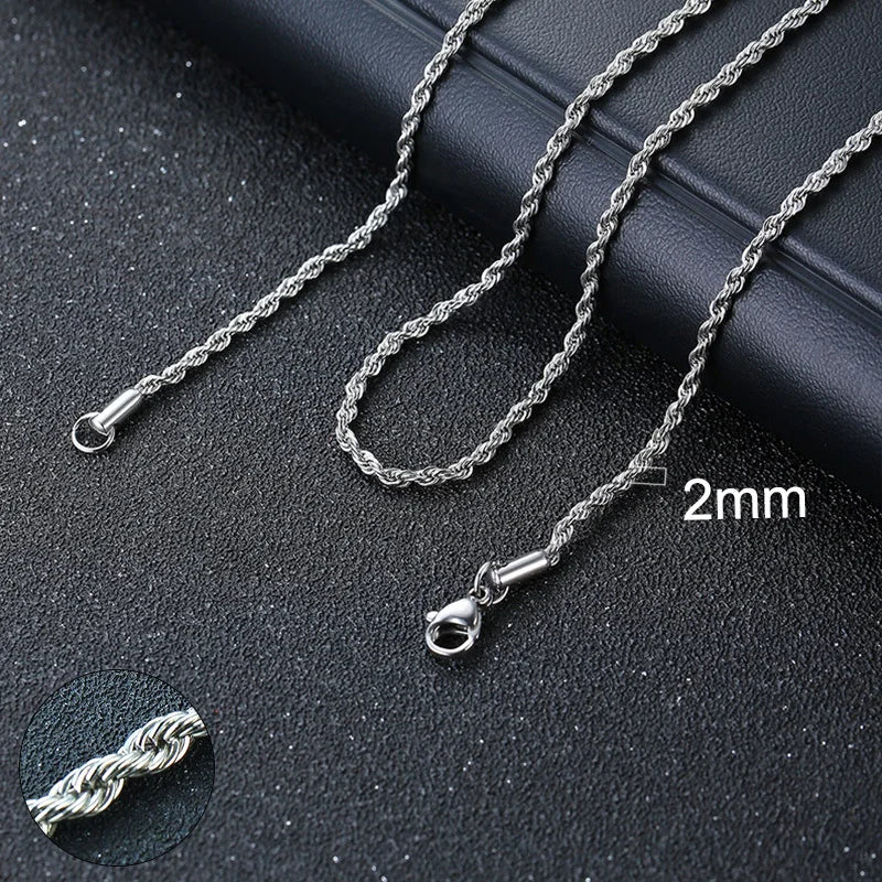 Vnox Cuban Chain Necklace for Men Women, Basic Punk Stainless Steel Curb Link Chain Chokers,Vintage Gold Tone Solid Metal Collar 2mm Silver Rope