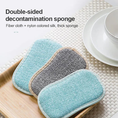 Kitchen Cleaning Magic Sponge Dishcloth Double Sided Scouring Pad Rag Scrubber Sponges For Dishwashing Pot Kitchen Cleaning Tool