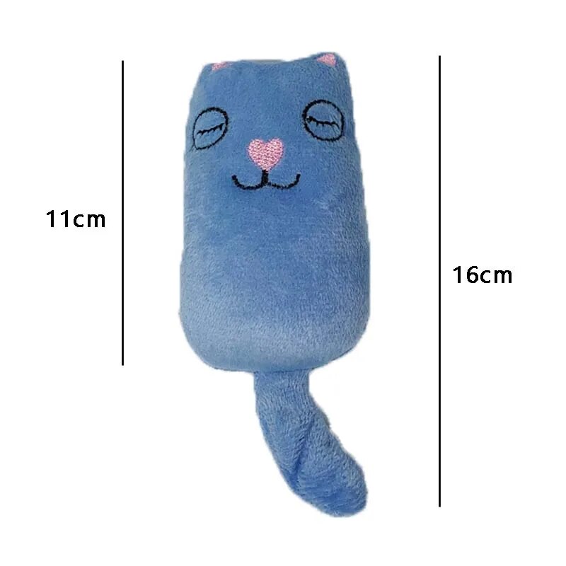 Teeth Grinding Catnip Toys Interactive Plush Cat Toy Pet Kitten Chewing Claws Thumb Bite Cat mint For Cats Funny Little Pillow blue