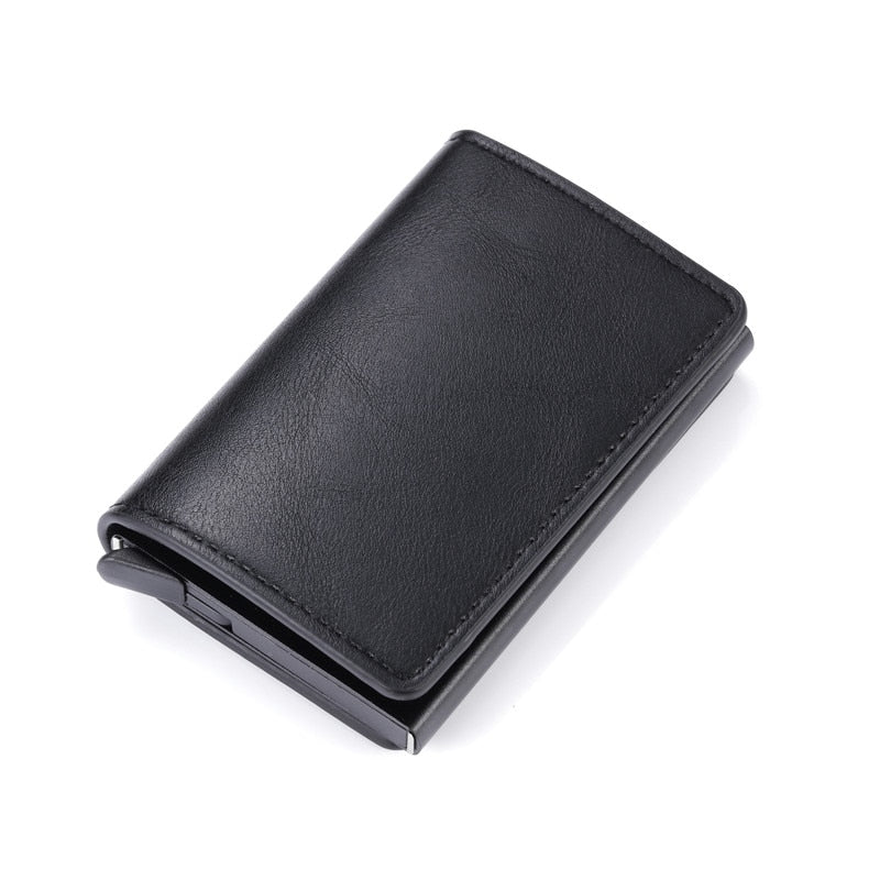 Credit Card Holder Men Woman Smart Wallet RFID Cardholder Carbon Fiber Leather Wallet Money Clip Purse Card Case Black K9109