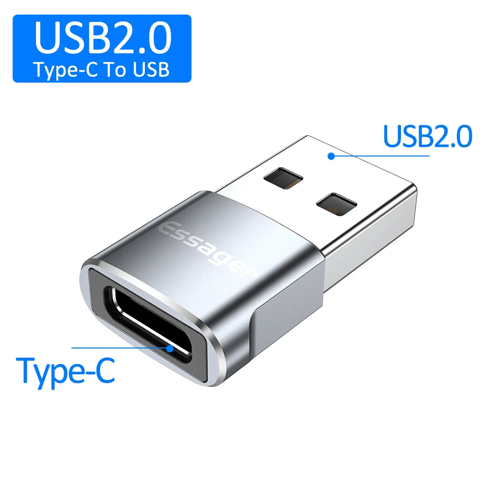 Essager USB 3.0 Type-C OTG Adapter Type C USB C Male To USB Female Converter For Macbook Xiaomi Samsung S20 USBC OTG Connector CN Silver C to USB 2.0